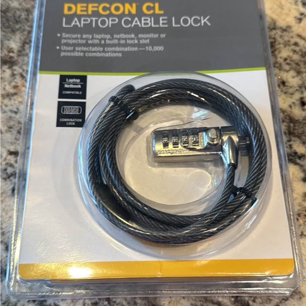 Laptop Cable Lock with Combination - Black
